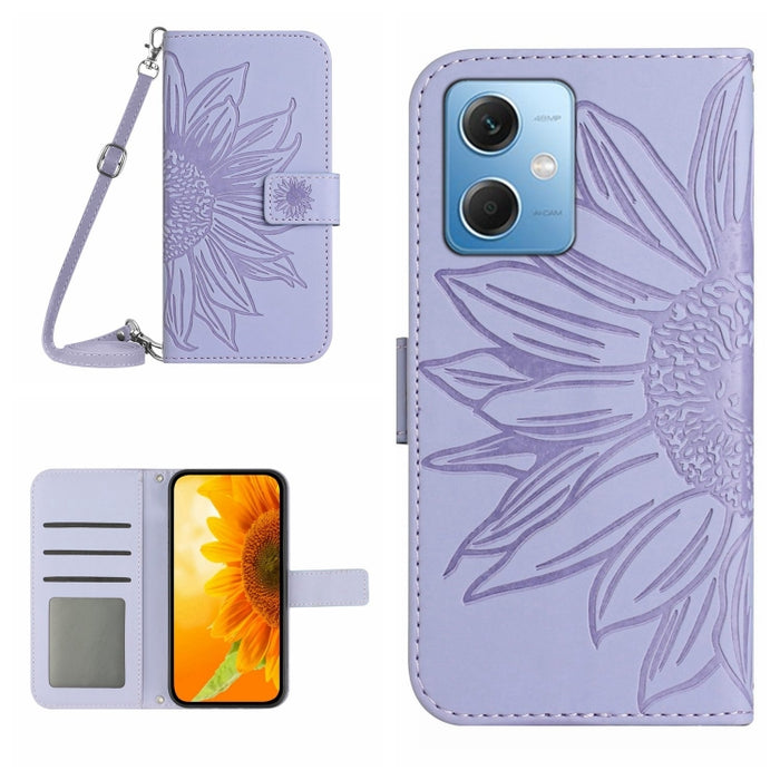 Skin Feel Sun Flower Pattern Flip Funda de cuero para teléfono con cordón, For Xiaomi Redmi 11 Prime 4G, For Xiaomi Redmi 11 Prime 5G, For Xiaomi Redmi Note 12 China, For Xiaomi Redmi Note 12 Pro 5G China                                                ...