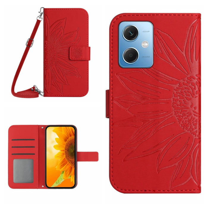 Skin Feel Sun Flower Pattern Flip Funda de cuero para teléfono con cordón, For Xiaomi Redmi 11 Prime 4G, For Xiaomi Redmi 11 Prime 5G, For Xiaomi Redmi Note 12 China, For Xiaomi Redmi Note 12 Pro 5G China                                                ...