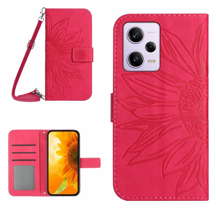 Skin Feel Sun Flower Pattern Flip Funda de cuero para teléfono con cordón, For Xiaomi Redmi 11 Prime 4G, For Xiaomi Redmi 11 Prime 5G, For Xiaomi Redmi Note 12 China, For Xiaomi Redmi Note 12 Pro 5G China                                                ...