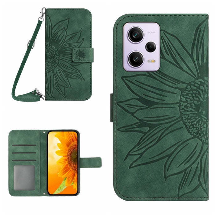Skin Feel Sun Flower Pattern Flip Funda de cuero para teléfono con cordón, For Xiaomi Redmi 11 Prime 4G, For Xiaomi Redmi 11 Prime 5G, For Xiaomi Redmi Note 12 China, For Xiaomi Redmi Note 12 Pro 5G China                                                ...