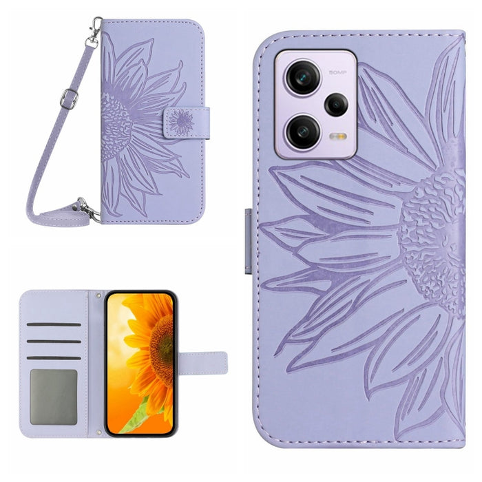 Skin Feel Sun Flower Pattern Flip Funda de cuero para teléfono con cordón, For Xiaomi Redmi 11 Prime 4G, For Xiaomi Redmi 11 Prime 5G, For Xiaomi Redmi Note 12 China, For Xiaomi Redmi Note 12 Pro 5G China                                                ...
