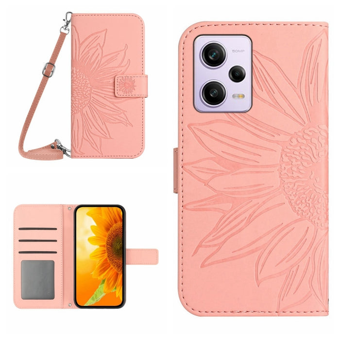 Skin Feel Sun Flower Pattern Flip Funda de cuero para teléfono con cordón, For Xiaomi Redmi 11 Prime 4G, For Xiaomi Redmi 11 Prime 5G, For Xiaomi Redmi Note 12 China, For Xiaomi Redmi Note 12 Pro 5G China                                                ...