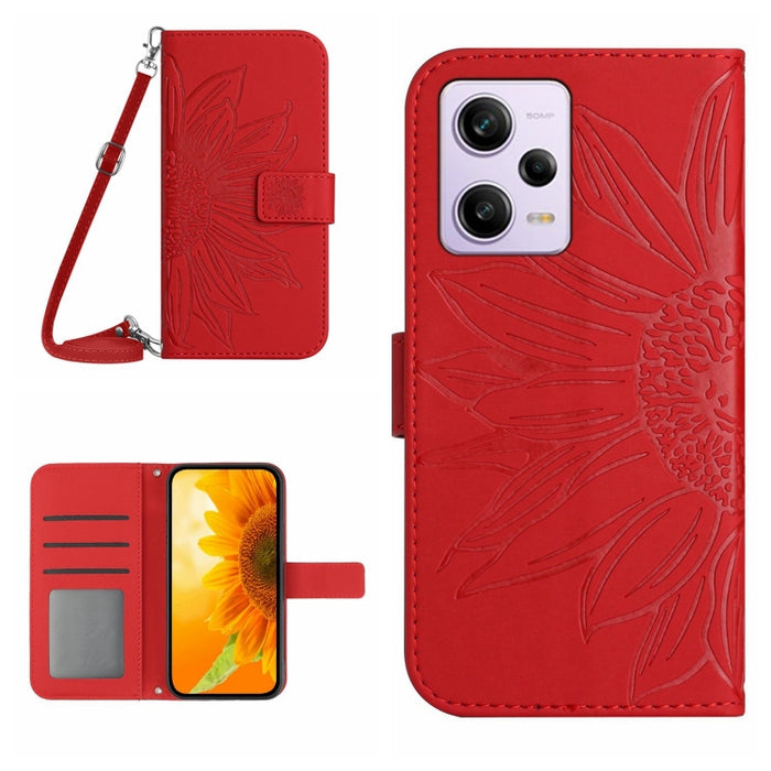 Skin Feel Sun Flower Pattern Flip Funda de cuero para teléfono con cordón, For Xiaomi Redmi 11 Prime 4G, For Xiaomi Redmi 11 Prime 5G, For Xiaomi Redmi Note 12 China, For Xiaomi Redmi Note 12 Pro 5G China                                                ...