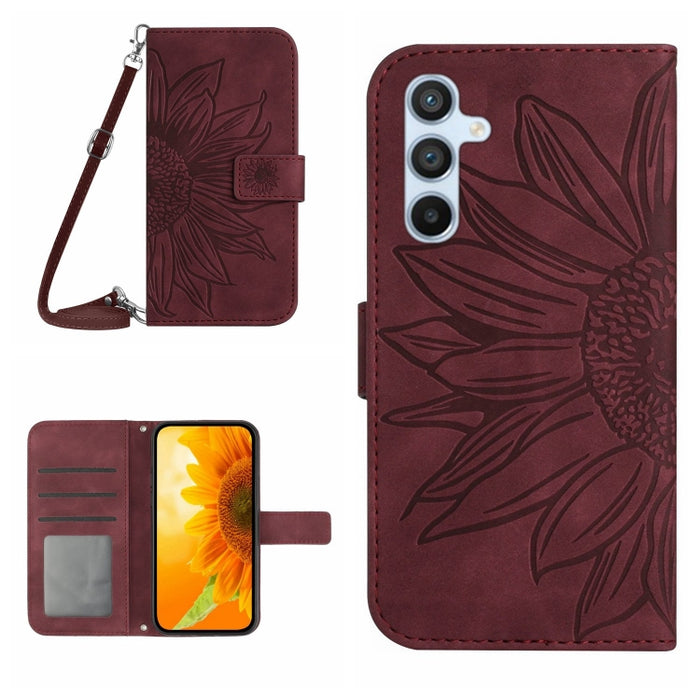 Skin Feel Sun Flower Pattern Flip Funda de cuero para teléfono con cordón, For Xiaomi Redmi 11 Prime 4G, For Xiaomi Redmi 11 Prime 5G, For Xiaomi Redmi Note 12 China, For Xiaomi Redmi Note 12 Pro 5G China                                                ...