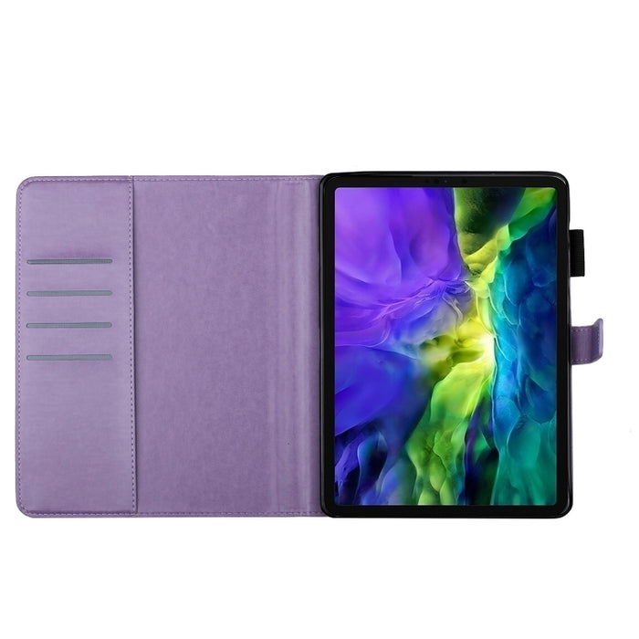 Estuche de cuero con tapa horizontal con estampado de mariposas con soporte y ranura para tarjeta