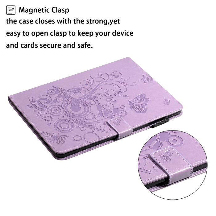 Estuche de cuero con tapa horizontal con estampado de mariposas con soporte y ranura para tarjeta