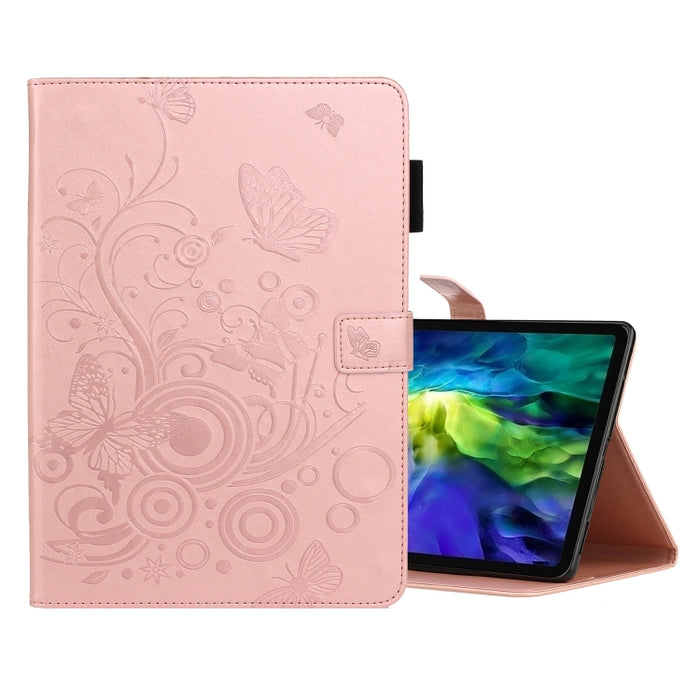 Estuche de cuero con tapa horizontal con estampado de mariposas con soporte y ranura para tarjeta