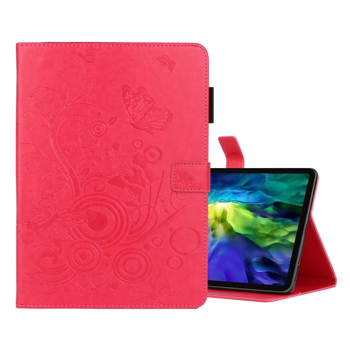 Estuche de cuero con tapa horizontal con estampado de mariposas con soporte y ranura para tarjeta