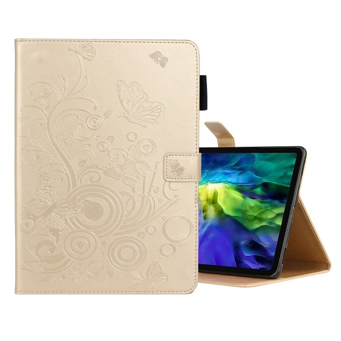 Estuche de cuero con tapa horizontal con estampado de mariposas con soporte y ranura para tarjeta