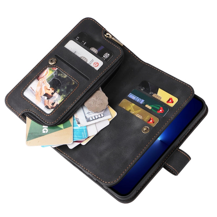 Ranura para tarjeta multifuncional Cartera con cremallera Funda de cuero con tapa para teléfono, For iPhone 11, For iPhone 11 Pro, For iPhone 11 Pro Max, For iPhone 12 Pro Max, For iPhone 12 Pro, For iPhone 12 mini, For iPhone 12, For iPhone 13 mini   ...
