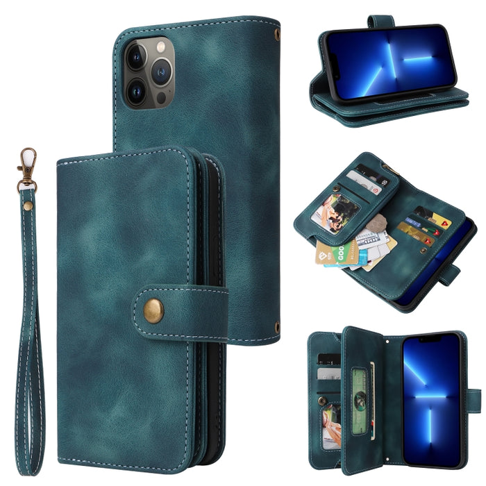 Ranura para tarjeta multifuncional Cartera con cremallera Funda de cuero con tapa para teléfono, For iPhone 11, For iPhone 11 Pro, For iPhone 11 Pro Max, For iPhone 12 Pro Max, For iPhone 12 Pro, For iPhone 12 mini, For iPhone 12, For iPhone 13 mini   ...