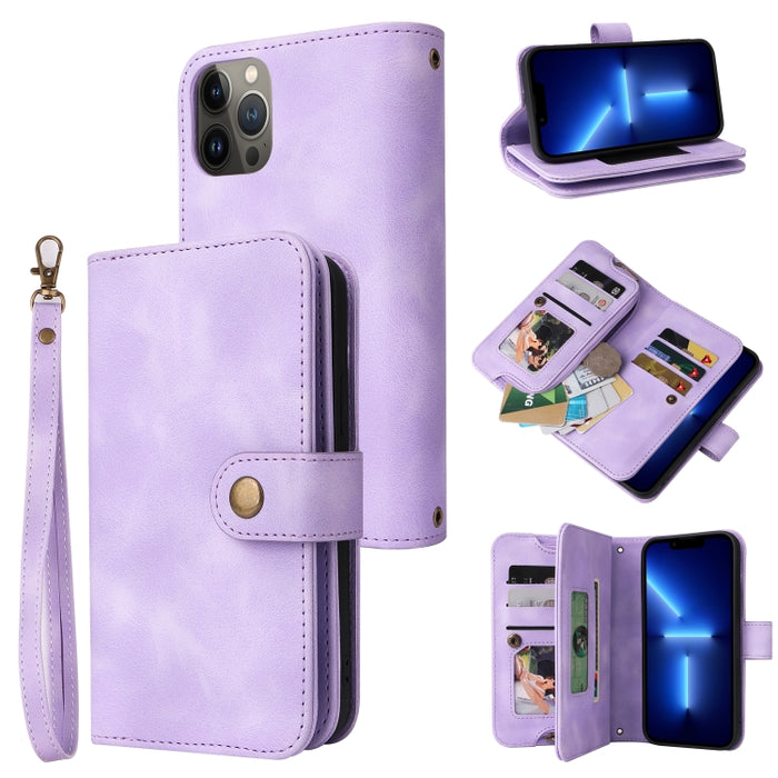 Ranura para tarjeta multifuncional Cartera con cremallera Funda de cuero con tapa para teléfono, For iPhone 11, For iPhone 11 Pro, For iPhone 11 Pro Max, For iPhone 12 Pro Max, For iPhone 12 Pro, For iPhone 12 mini, For iPhone 12, For iPhone 13 mini   ...