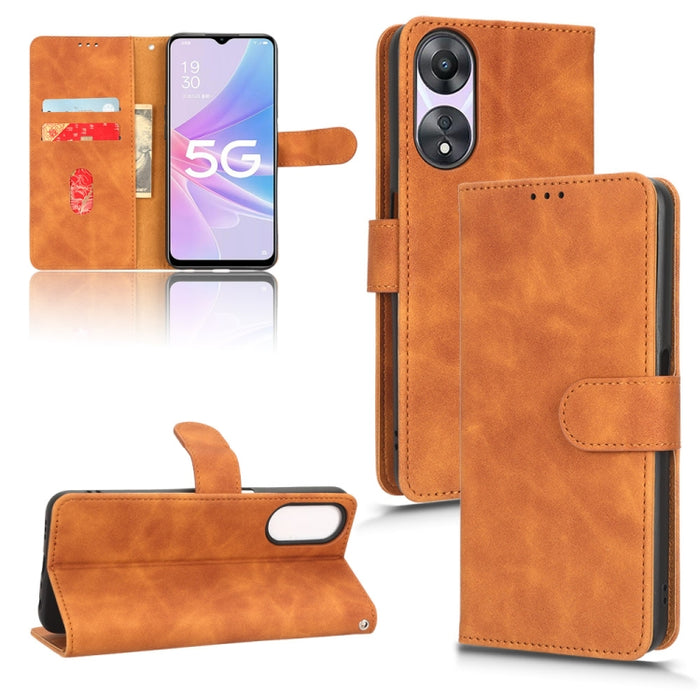 Estuche para teléfono de cuero con tapa magnética Skin Feel, For OPPO A58 5G, For Infinix Hot 20i, For Tecno Pop 6, For Nokia X30 5G, For Xiaomi Civi 2 5G, For UMIDIGI C1