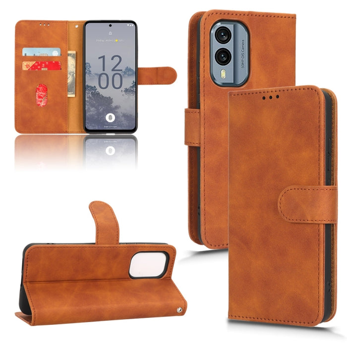Estuche para teléfono de cuero con tapa magnética Skin Feel, For OPPO A58 5G, For Infinix Hot 20i, For Tecno Pop 6, For Nokia X30 5G, For Xiaomi Civi 2 5G, For UMIDIGI C1