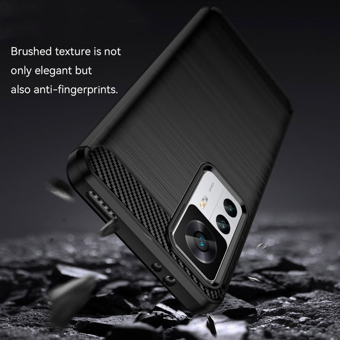 Caja de teléfono TPU de fibra de carbono con textura cepillada, For Xiaomi 12T Pro