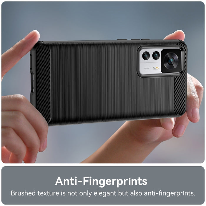 Caja de teléfono TPU de fibra de carbono con textura cepillada, For Xiaomi 12T Pro