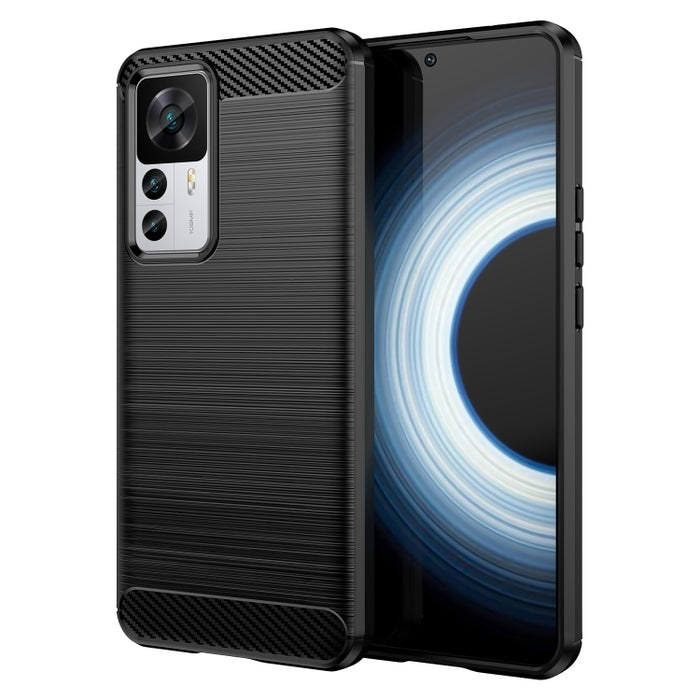 Caja de teléfono TPU de fibra de carbono con textura cepillada, For Xiaomi 12T Pro