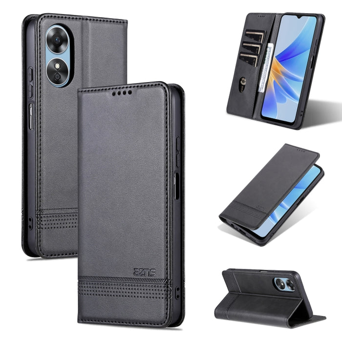 AZNS Funda de cuero con tapa magnética con textura de becerro para teléfono, For OPPO A17, For Xiaomi 12T / 12T Pro / Redmi K50 Ultra