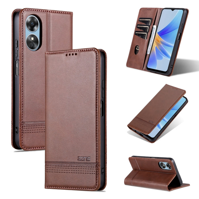 AZNS Funda de cuero con tapa magnética con textura de becerro para teléfono, For OPPO A17, For Xiaomi 12T / 12T Pro / Redmi K50 Ultra
