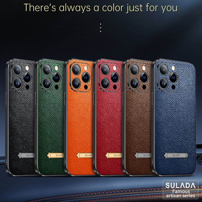 Estuche para teléfono con cubierta trasera de cuero con soporte invisible SULADA, For iPhone 14, For iPhone 14 Plus, For iPhone 14 Pro, For iPhone 14 Pro Max, For iPhone 13, For iPhone 13 Pro, For iPhone 13 Pro Max