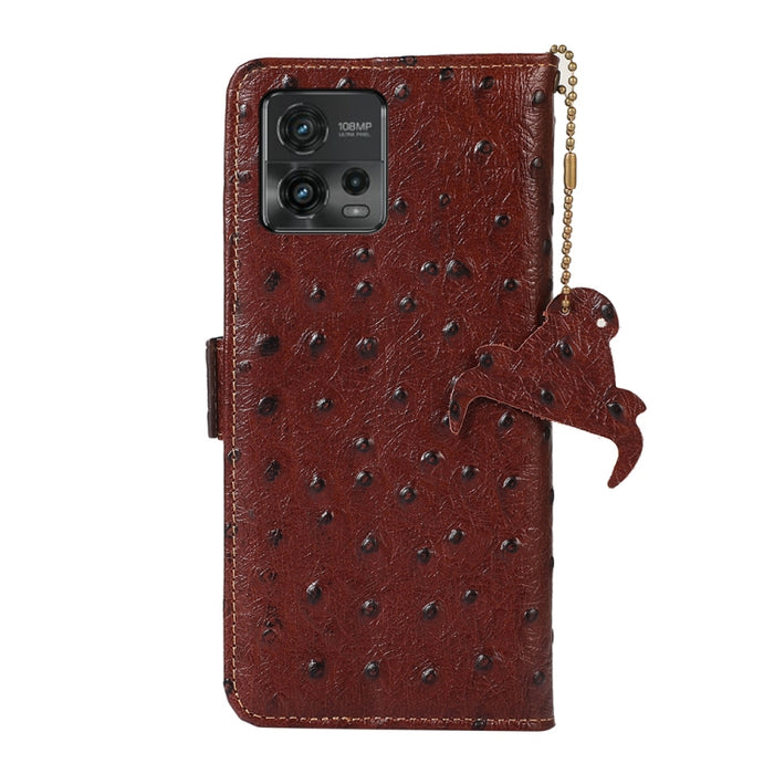 Estuche para teléfono RFID de cuero genuino con patrón de avestruz, For Motorola Moto G72 4G, For Samsung Galaxy A04e, For Samsung Galaxy A54 5G, For Xiaomi 13