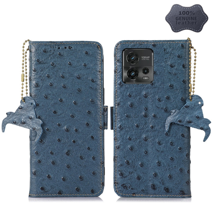 Estuche para teléfono RFID de cuero genuino con patrón de avestruz, For Motorola Moto G72 4G, For Samsung Galaxy A04e, For Samsung Galaxy A54 5G, For Xiaomi 13