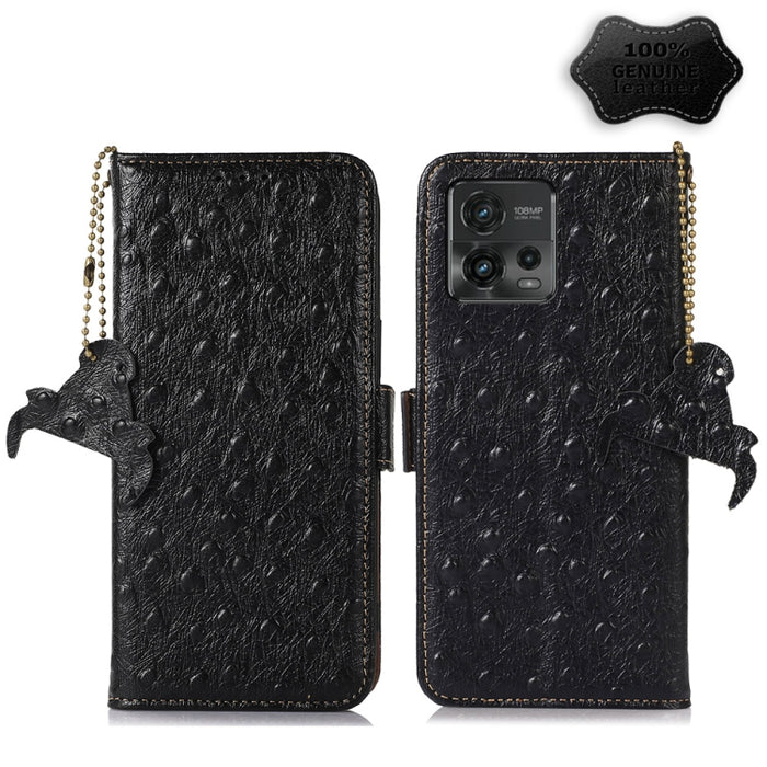 Estuche para teléfono RFID de cuero genuino con patrón de avestruz, For Motorola Moto G72 4G, For Samsung Galaxy A04e, For Samsung Galaxy A54 5G, For Xiaomi 13