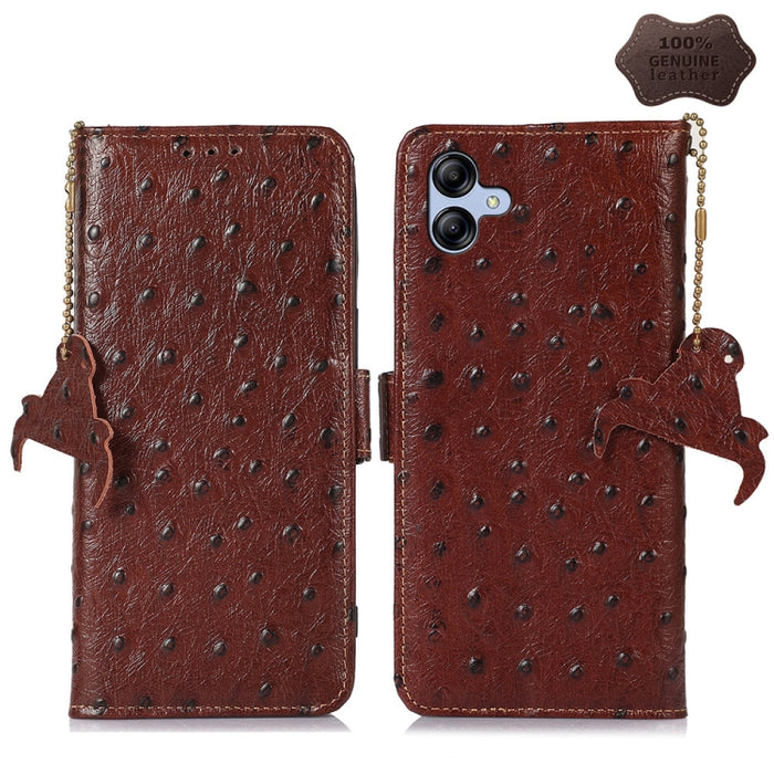 Estuche para teléfono RFID de cuero genuino con patrón de avestruz, For Motorola Moto G72 4G, For Samsung Galaxy A04e, For Samsung Galaxy A54 5G, For Xiaomi 13