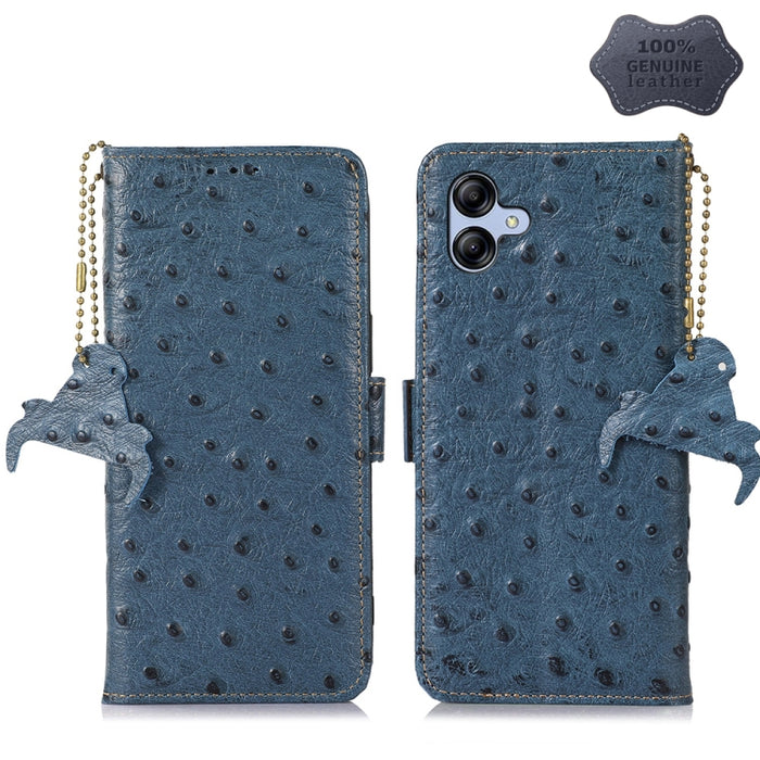 Estuche para teléfono RFID de cuero genuino con patrón de avestruz, For Motorola Moto G72 4G, For Samsung Galaxy A04e, For Samsung Galaxy A54 5G, For Xiaomi 13