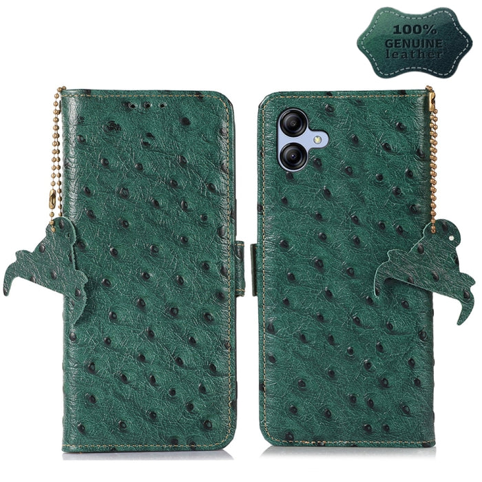 Estuche para teléfono RFID de cuero genuino con patrón de avestruz, For Motorola Moto G72 4G, For Samsung Galaxy A04e, For Samsung Galaxy A54 5G, For Xiaomi 13