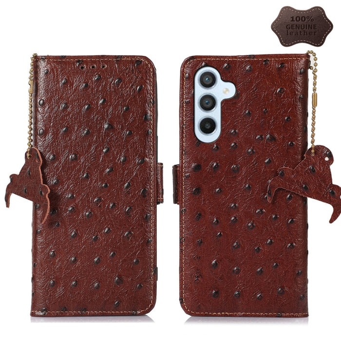 Estuche para teléfono RFID de cuero genuino con patrón de avestruz, For Motorola Moto G72 4G, For Samsung Galaxy A04e, For Samsung Galaxy A54 5G, For Xiaomi 13