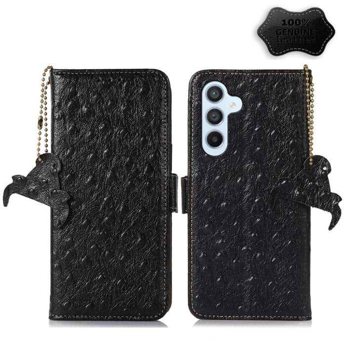 Estuche para teléfono RFID de cuero genuino con patrón de avestruz, For Motorola Moto G72 4G, For Samsung Galaxy A04e, For Samsung Galaxy A54 5G, For Xiaomi 13