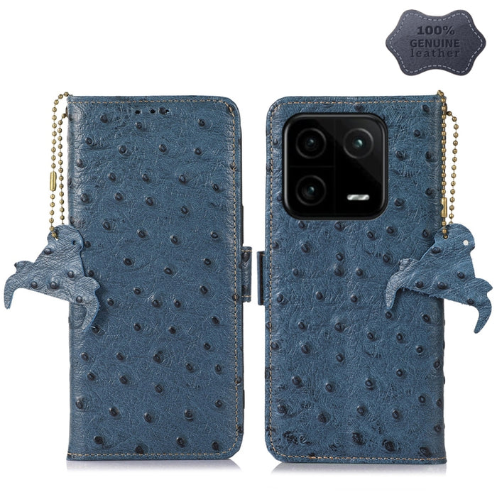 Estuche para teléfono RFID de cuero genuino con patrón de avestruz, For Motorola Moto G72 4G, For Samsung Galaxy A04e, For Samsung Galaxy A54 5G, For Xiaomi 13