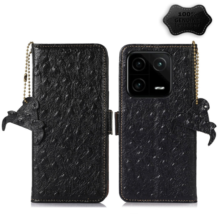 Estuche para teléfono RFID de cuero genuino con patrón de avestruz, For Motorola Moto G72 4G, For Samsung Galaxy A04e, For Samsung Galaxy A54 5G, For Xiaomi 13