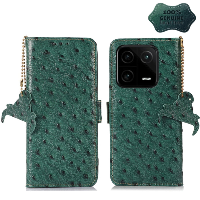 Estuche para teléfono RFID de cuero genuino con patrón de avestruz, For Motorola Moto G72 4G, For Samsung Galaxy A04e, For Samsung Galaxy A54 5G, For Xiaomi 13