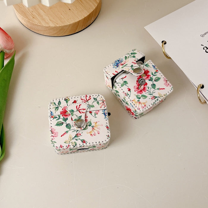 Estuche para auriculares inalámbricos de cuero PU floral blanco, For AirPods Pro 2, For AirPods 3, For AirPods Pro, For AirPods 1/2