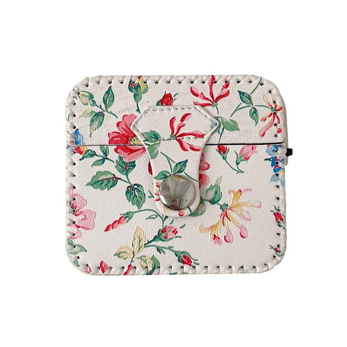 Estuche para auriculares inalámbricos de cuero PU floral blanco, For AirPods Pro 2, For AirPods 3, For AirPods Pro, For AirPods 1/2