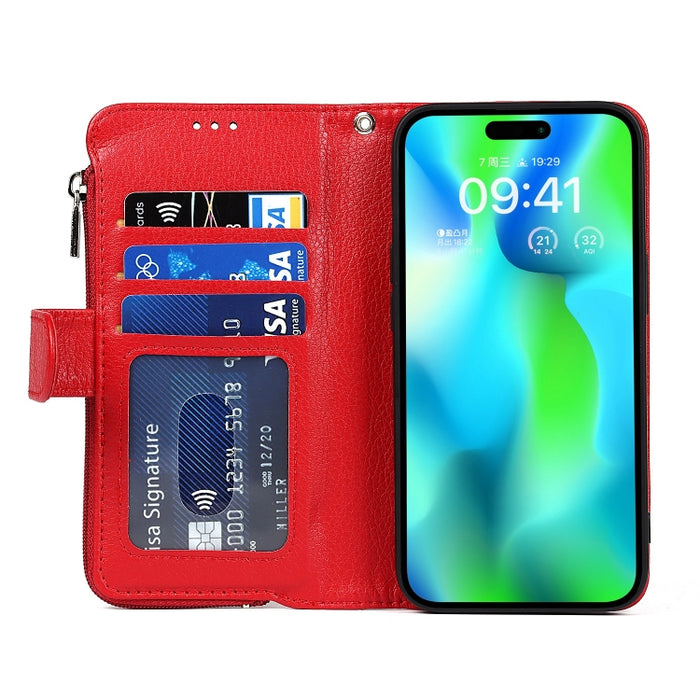 Estuche para teléfono de cuero con cremallera de microfibra, For iPhone 14 Pro Max, For iPhone 14 Pro, For iPhone 14, For iPhone 14 Plus