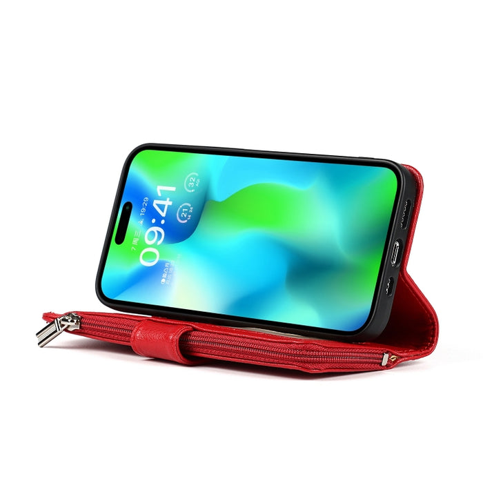 Estuche para teléfono de cuero con cremallera de microfibra, For iPhone 14 Pro Max, For iPhone 14 Pro, For iPhone 14, For iPhone 14 Plus