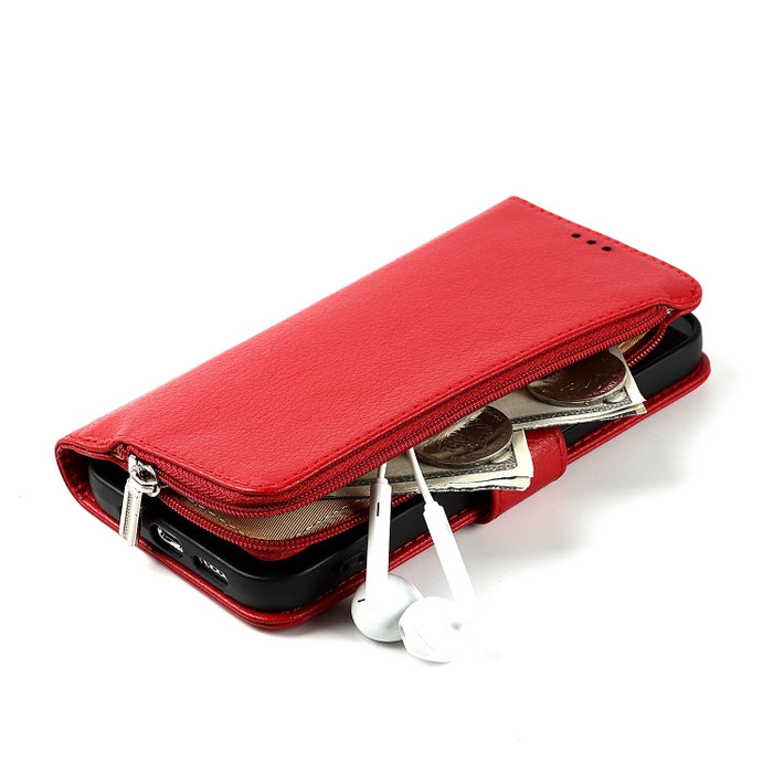 Estuche para teléfono de cuero con cremallera de microfibra, For iPhone 14 Pro Max, For iPhone 14 Pro, For iPhone 14, For iPhone 14 Plus
