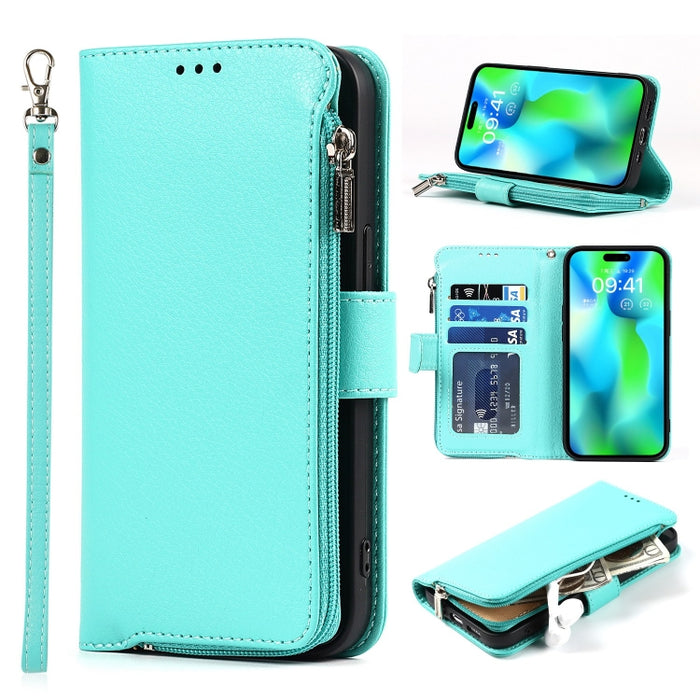 Estuche para teléfono de cuero con cremallera de microfibra, For iPhone 14 Pro Max, For iPhone 14 Pro, For iPhone 14, For iPhone 14 Plus