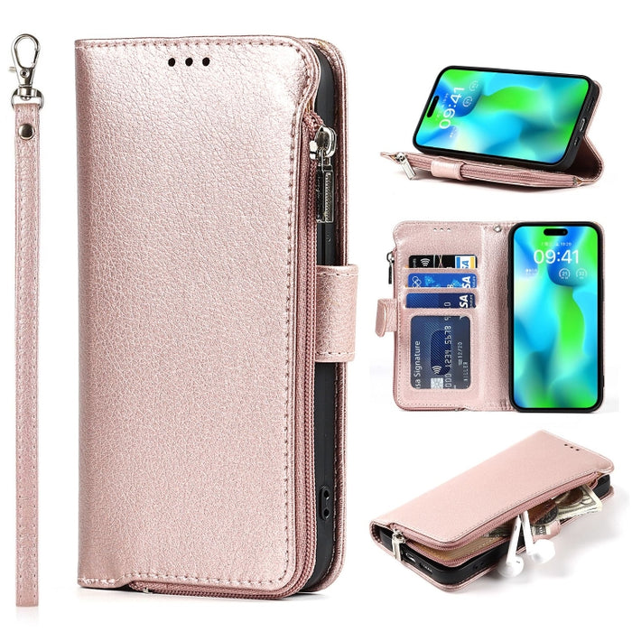 Estuche para teléfono de cuero con cremallera de microfibra, For iPhone 14 Pro Max, For iPhone 14 Pro, For iPhone 14, For iPhone 14 Plus