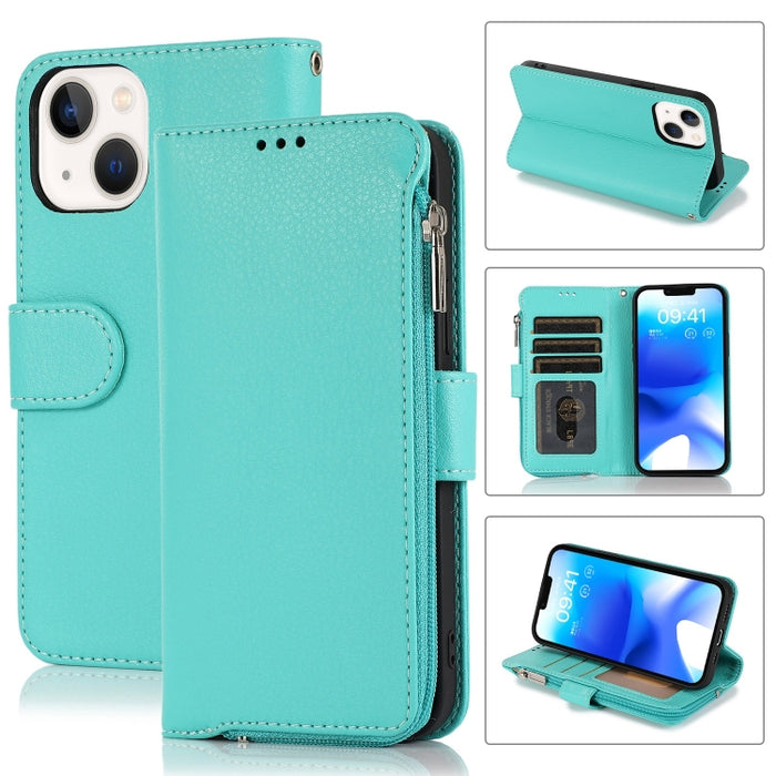 Estuche para teléfono de cuero con cremallera de microfibra, For iPhone 14 Pro Max, For iPhone 14 Pro, For iPhone 14, For iPhone 14 Plus