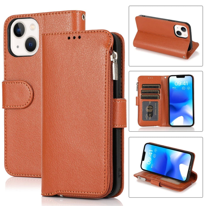 Estuche para teléfono de cuero con cremallera de microfibra, For iPhone 14 Pro Max, For iPhone 14 Pro, For iPhone 14, For iPhone 14 Plus