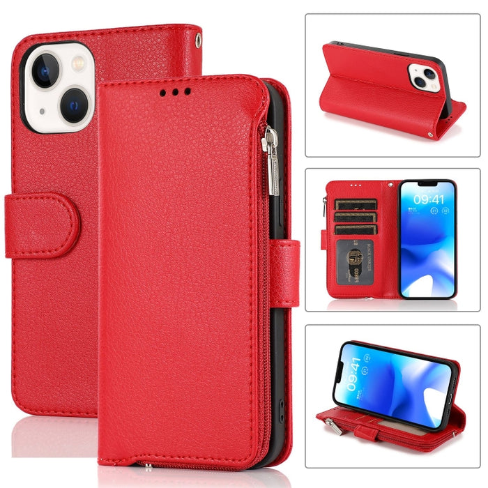 Estuche para teléfono de cuero con cremallera de microfibra, For iPhone 14 Pro Max, For iPhone 14 Pro, For iPhone 14, For iPhone 14 Plus