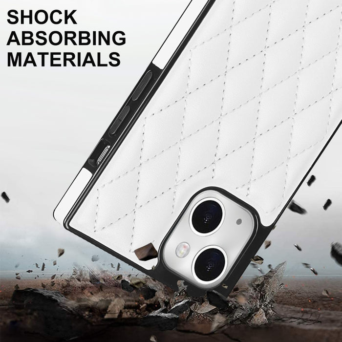 Estuche para teléfono de cuero de microfibra rombal cruzado, For iPhone 14, For iPhone 14 Plus, For iPhone 14 Pro, For iPhone 14 Pro Max