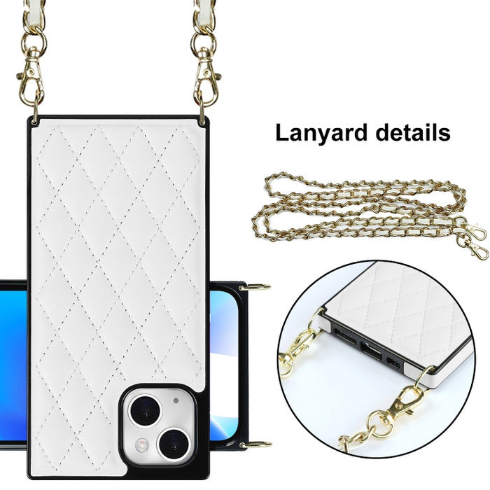 Estuche para teléfono de cuero de microfibra rombal cruzado, For iPhone 14, For iPhone 14 Plus, For iPhone 14 Pro, For iPhone 14 Pro Max