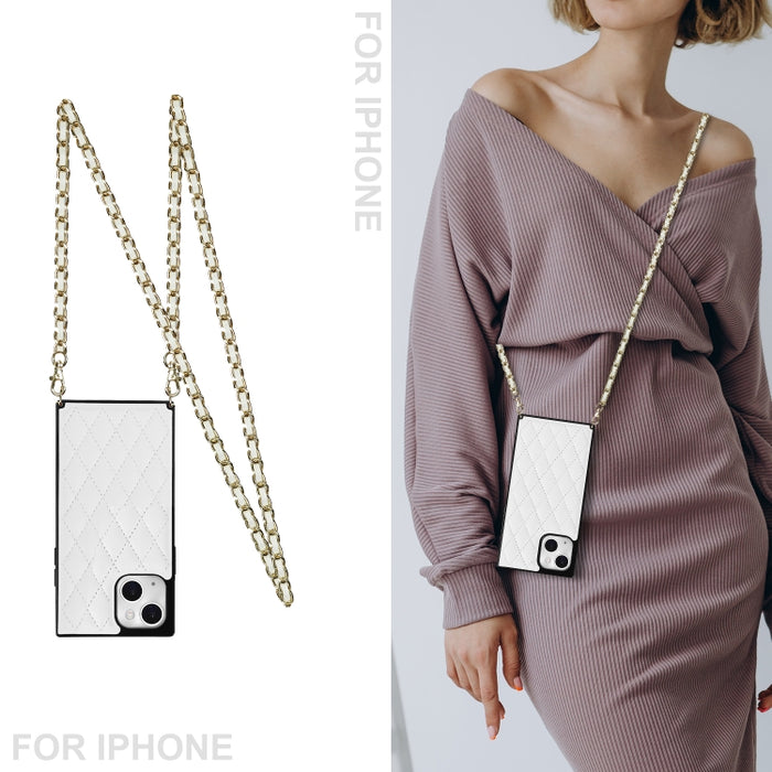 Estuche para teléfono de cuero de microfibra rombal cruzado, For iPhone 14, For iPhone 14 Plus, For iPhone 14 Pro, For iPhone 14 Pro Max