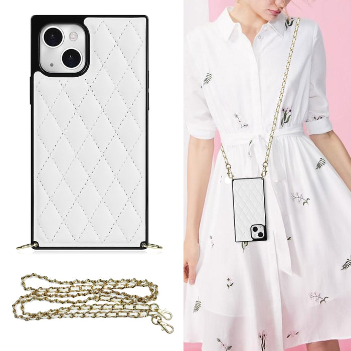 Estuche para teléfono de cuero de microfibra rombal cruzado, For iPhone 14, For iPhone 14 Plus, For iPhone 14 Pro, For iPhone 14 Pro Max