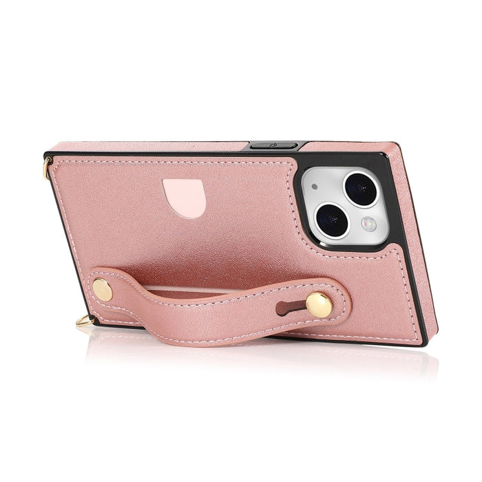 Caja del teléfono del titular de la tarjeta de la correa de muñeca cruzada, For iPhone 14, For iPhone 14 Plus, For iPhone 14 Pro, For iPhone 14 Pro Max